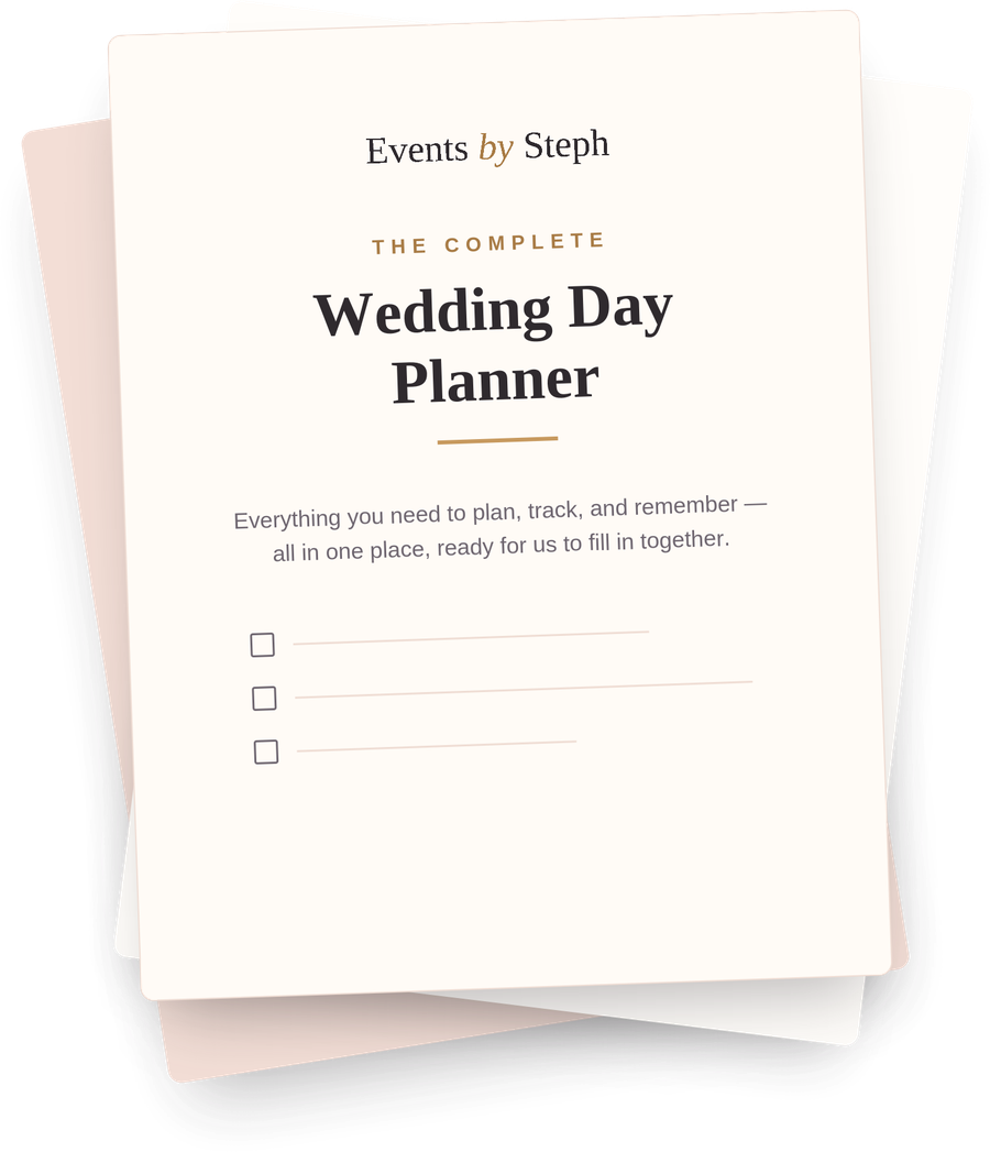 A preview of the Wedding Day Planner, a set of planning materials for your wedding